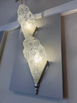 Discount Pamono Art Deco Bouquets aux Roses Wall Lights from Verrerie d'Art Degué, 1930s, Set of 2