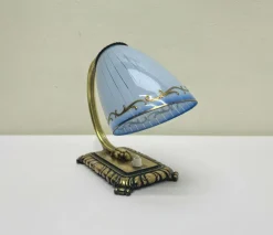 Outlet Pamono Art Deco Brass and Blue Glass Table Lamp, 1930s