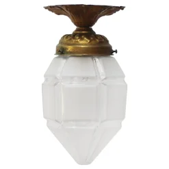 Discount Pamono Art Deco Brass and Frosted Glass Ceiling Lamp