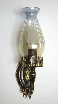 Best Pamono Art Deco Brass and Glass Wall Lamps by Bruno Chiarini, 1940s, Set of 2