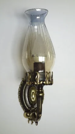 Best Pamono Art Deco Brass and Glass Wall Lamps by Bruno Chiarini, 1940s, Set of 2