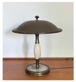 New Pamono Art Deco Brass and Marble Table Lamp, 1930s