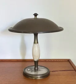 New Pamono Art Deco Brass and Marble Table Lamp, 1930s
