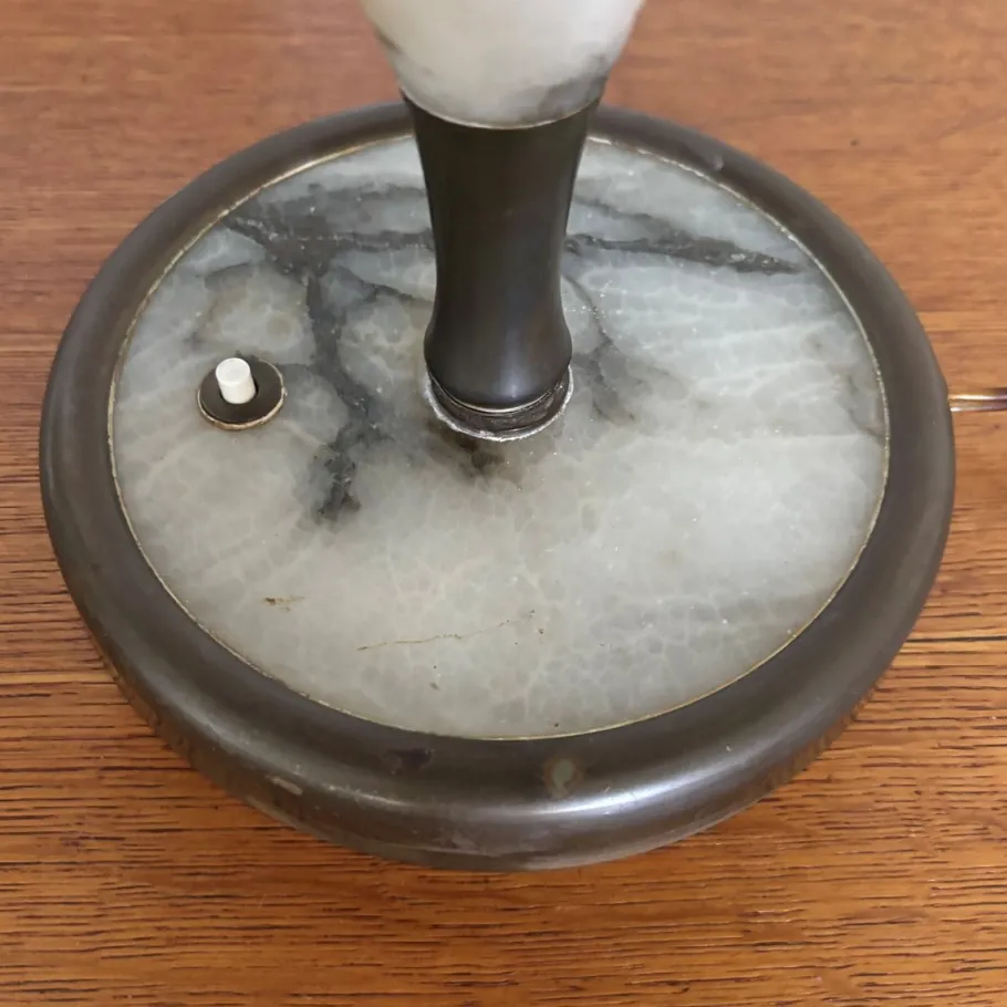 New Pamono Art Deco Brass and Marble Table Lamp, 1930s