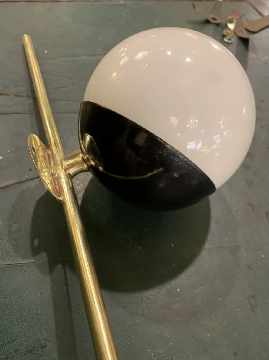 Online Pamono Art Deco Brass and Opaline Glass Wall Lamp, Italy, 1945