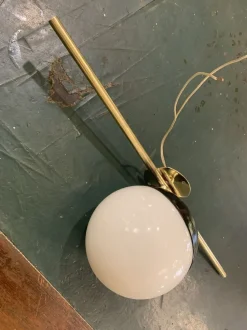 Online Pamono Art Deco Brass and Opaline Glass Wall Lamp, Italy, 1945