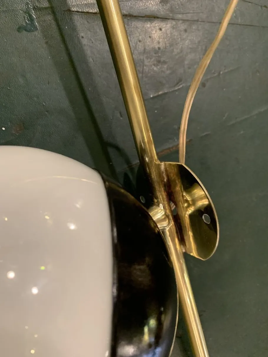 Online Pamono Art Deco Brass and Opaline Glass Wall Lamp, Italy, 1945