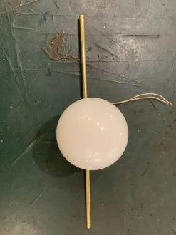 Online Pamono Art Deco Brass and Opaline Glass Wall Lamp, Italy, 1945