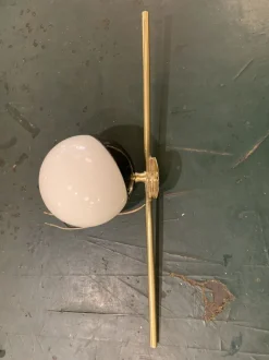 Online Pamono Art Deco Brass and Opaline Glass Wall Lamp, Italy, 1945