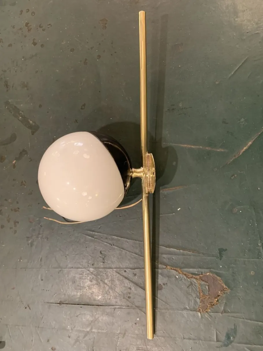 Online Pamono Art Deco Brass and Opaline Glass Wall Lamp, Italy, 1945