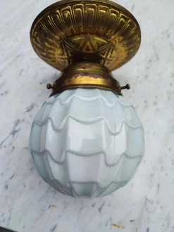 Hot Pamono Art Deco Brass Ceiling Lamp, 1920s