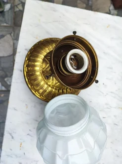 Hot Pamono Art Deco Brass Ceiling Lamp, 1920s