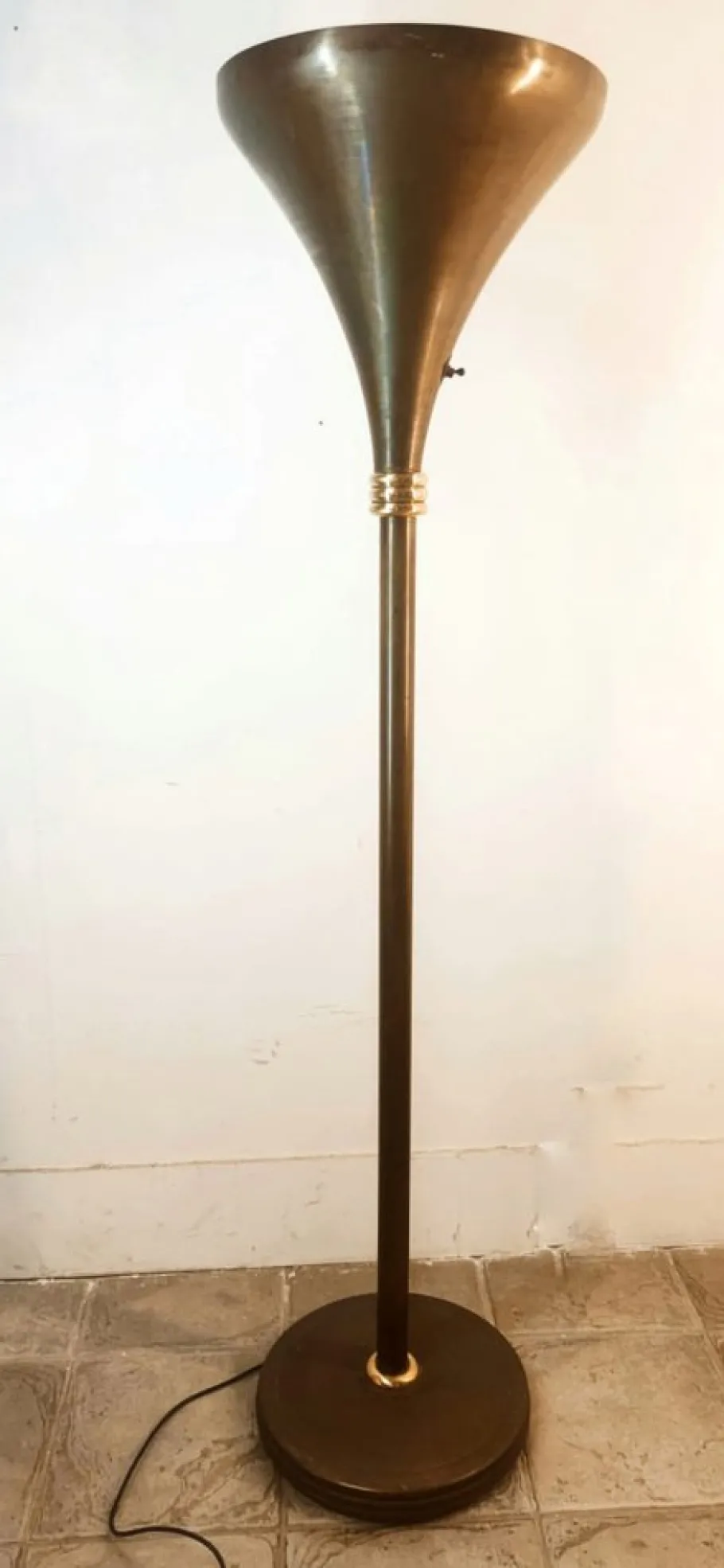 Clearance Pamono Art Deco Brass Floor Lamp, 1940s