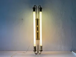Discount Pamono Art Deco Brass Industrial Cinema Sconce with Two Fluorescent Tubes, Germany, 1930s
