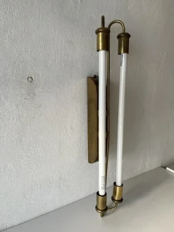 Discount Pamono Art Deco Brass Industrial Cinema Sconce with Two Fluorescent Tubes, Germany, 1930s
