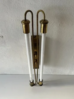 Discount Pamono Art Deco Brass Industrial Cinema Sconce with Two Fluorescent Tubes, Germany, 1930s