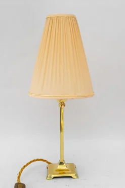 Best Pamono Art Deco Brass Table Lamp with Fabric Shade, Vienna, 1920s