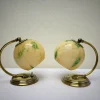 Pamono Art Deco Brass Table Lamps with Clouded Opal Shades, 1930s, Set of 2