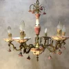 New Pamono Art Deco Bronze and Porcelain Chandelier, 1920s