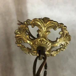 New Pamono Art Deco Bronze and Porcelain Chandelier, 1920s