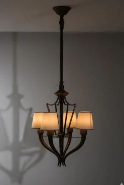 Discount Pamono Art Deco Bronze Chandelier attributed to Emilio Lancia for Italo Carlotti, Italy, 1930s