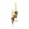 Hot Pamono Art Deco Bronze Torchiere Wall Light with Glass Candles, 1950s