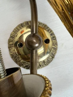 Hot Pamono Art Deco Bronze Torchiere Wall Light with Glass Candles, 1950s