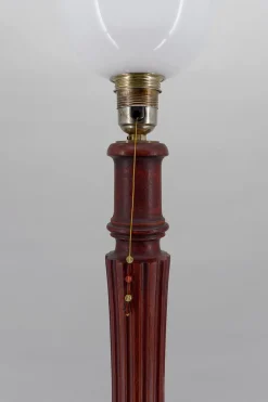 Pamono Art Deco Carved Wood and Opaline Glass Floor Lamp, France, 1925