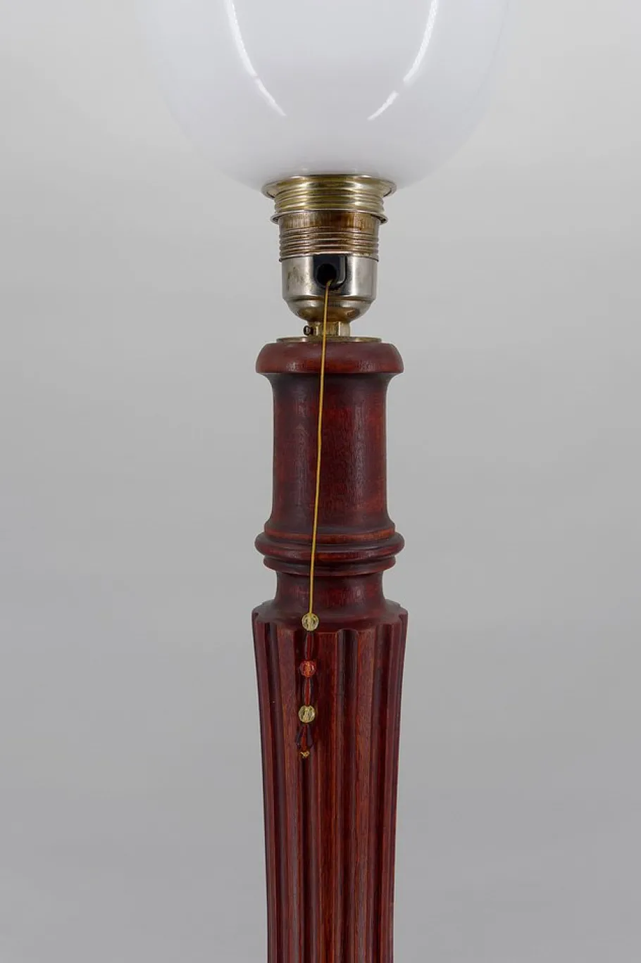 Pamono Art Deco Carved Wood and Opaline Glass Floor Lamp, France, 1925