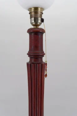 Pamono Art Deco Carved Wood and Opaline Glass Floor Lamp, France, 1925