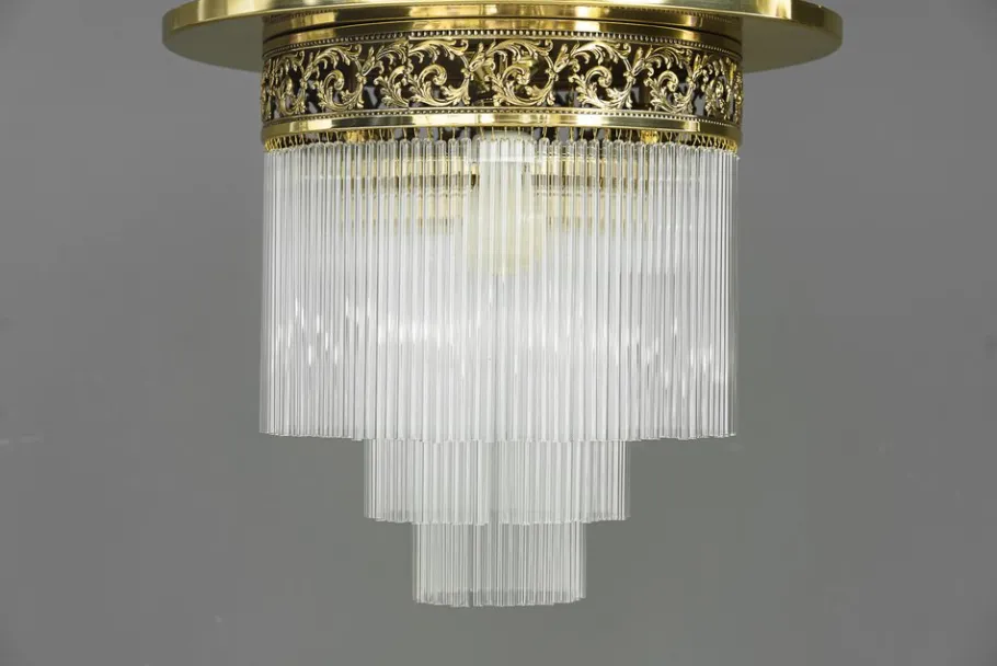 Online Pamono Art Deco Ceiling Lamp with Glass Sticks, Vienna, 1920s