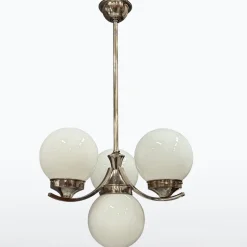 Clearance Pamono Art Deco Chrome Pendant with Opaline Glass, 1930s