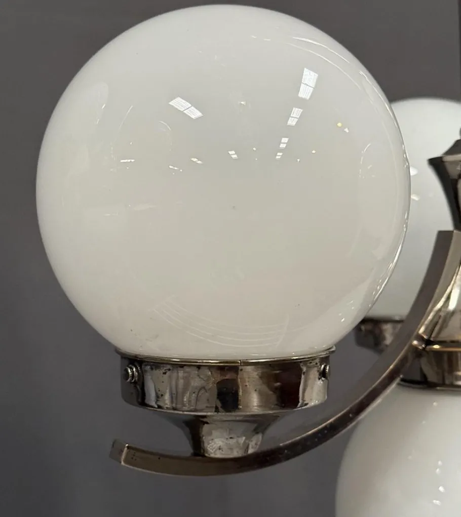 Clearance Pamono Art Deco Chrome Pendant with Opaline Glass, 1930s