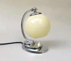 Online Pamono Art Deco Chrome-Plated Bedside Lamp with Glass Shade, 1930s