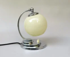 Online Pamono Art Deco Chrome-Plated Bedside Lamp with Glass Shade, 1930s