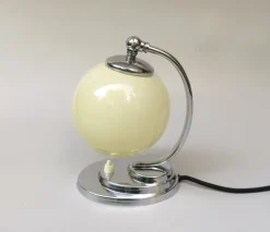 Online Pamono Art Deco Chrome-Plated Bedside Lamp with Glass Shade, 1930s