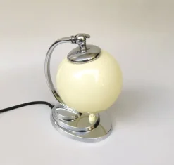 Online Pamono Art Deco Chrome-Plated Bedside Lamp with Glass Shade, 1930s