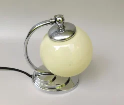 Online Pamono Art Deco Chrome-Plated Bedside Lamp with Glass Shade, 1930s