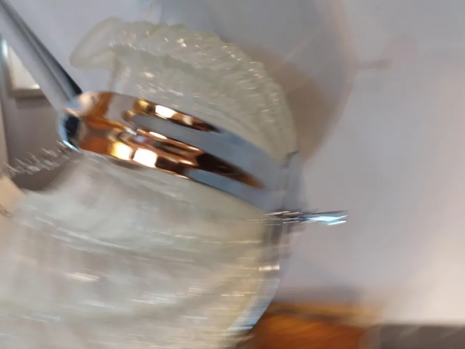 New Pamono Art Deco Clam Shell Frosted Glass and Chrome Hanging Light, 1920s