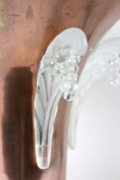 Discount Pamono Art Deco Copper Table Lamp with Lalique Glass Elements, France, 1920s