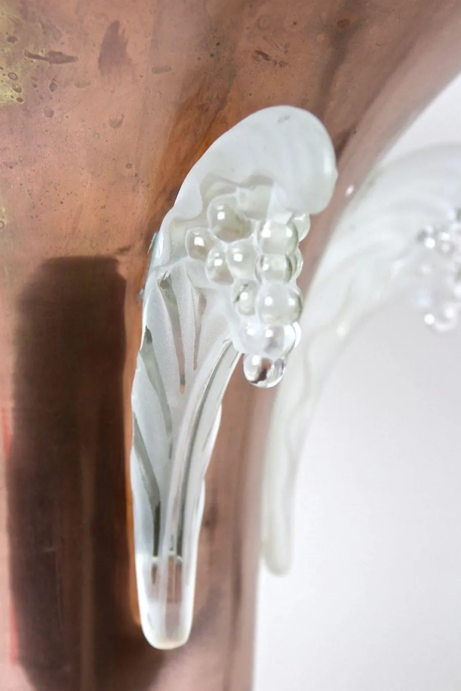 Discount Pamono Art Deco Copper Table Lamp with Lalique Glass Elements, France, 1920s