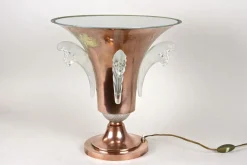 Discount Pamono Art Deco Copper Table Lamp with Lalique Glass Elements, France, 1920s