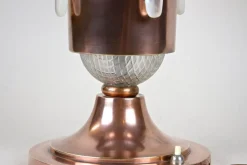 Discount Pamono Art Deco Copper Table Lamp with Lalique Glass Elements, France, 1920s