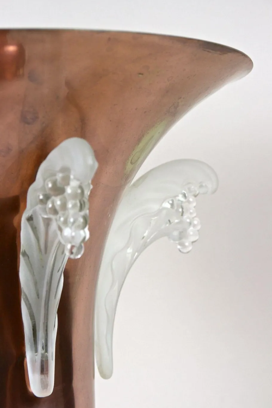 Discount Pamono Art Deco Copper Table Lamp with Lalique Glass Elements, France, 1920s