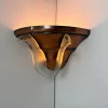 Online Pamono Art Deco Corner Wall Lamp in Copper and Glass, 1930