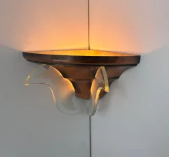 Online Pamono Art Deco Corner Wall Lamp in Copper and Glass, 1930