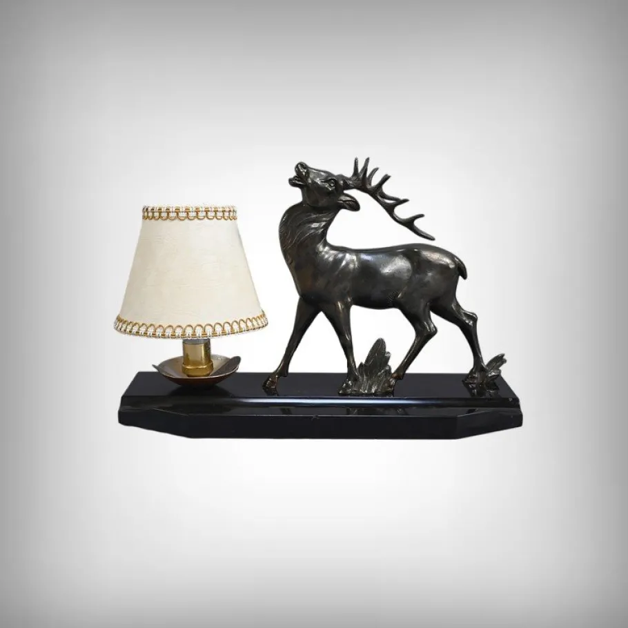 Best Pamono Art Deco Deer Table Lamp, 1930s