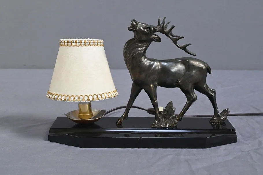Best Pamono Art Deco Deer Table Lamp, 1930s