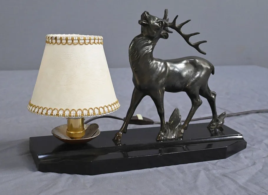 Best Pamono Art Deco Deer Table Lamp, 1930s