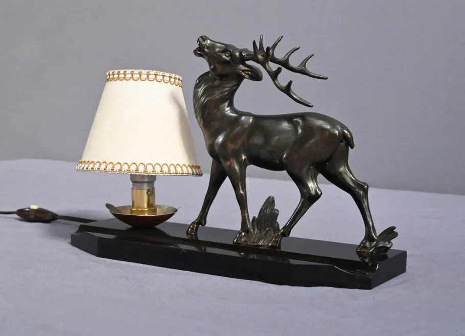 Best Pamono Art Deco Deer Table Lamp, 1930s